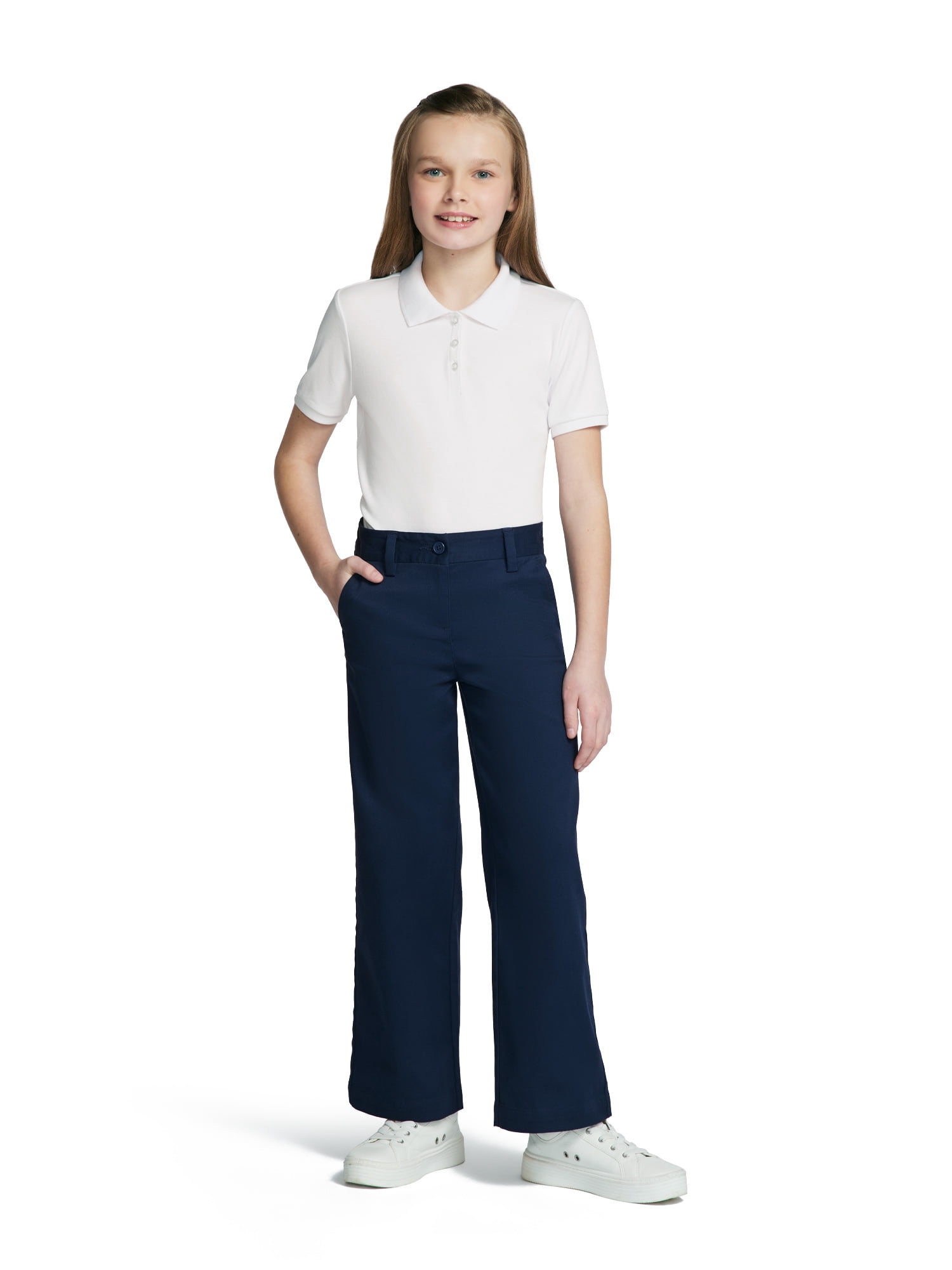 Wonder Nation Girls School Uniform Wide Leg Pants, Sizes 4-16