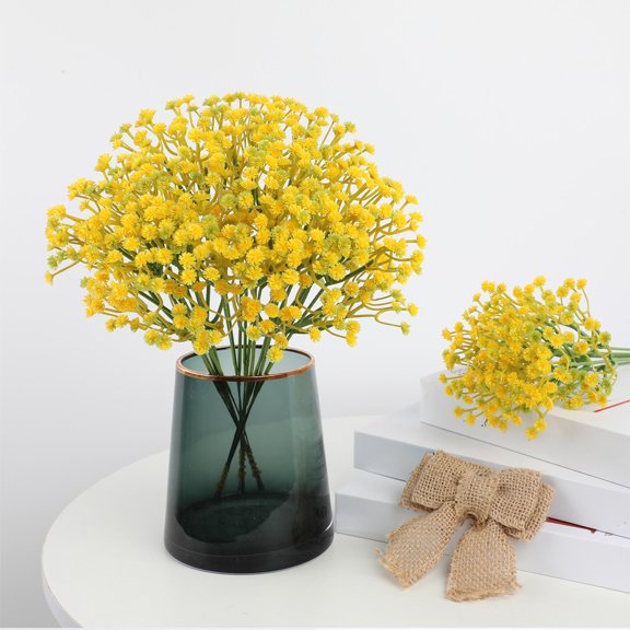 Hmgxay 6x Simulated Babysbreath, Artificial Flowers for Wedding Decoration, Faux Floral Arrangements for Home Decor, Lifesize Decorative Greenery for Indoor and Outdoor Use(Yellow)