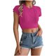thumbnail image 2 of mfyjkho Tops Para Hacer Ejercicio Para Mujer, Suéter Corto De Moda Con Cuello Redondo Y Manga Corta Con Inserción En Los Hombros De Color Liso Para Mujer Tops Para Hacer Ejercicio M, 2 of 8