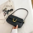thumbnail image 2 of Bolso Hombro Retro para Mujer Bolso Femenino Color Sólido Cuero PU (Negro), 2 of 9