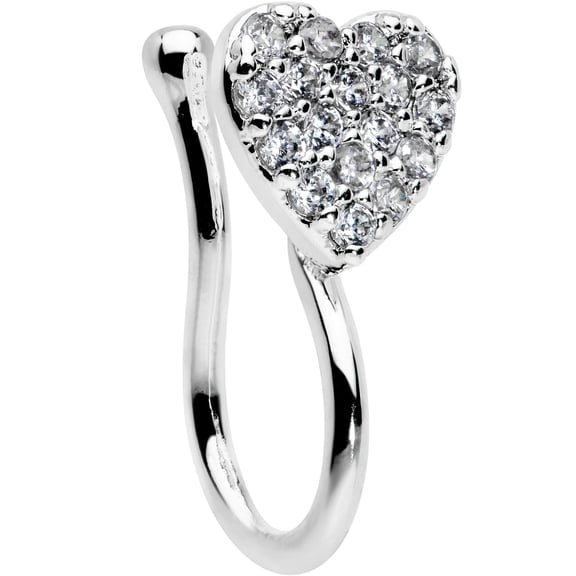 Body Candy Womens Brass Fake Clip On Nose Ring Clear Heart Non Pierced Illusion Jewelry Nose Ring