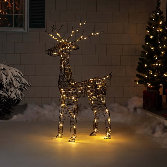 Northlight LED Lighted Rattan-Style Reindeer Outdoor Christmas Decoration - 46.5"