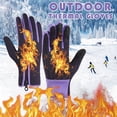 thumbnail image 4 of Purple Waterproof Windproof Thermal Gloves - Unisex Fleece Lined Touch Screen Non-Slip Grip Gloves for Men Women, Winter Cycling Hiking Commuting, 4 of 7