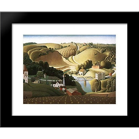 Stone city, Iowa 20x24 Framed Art Print by Grant Wood