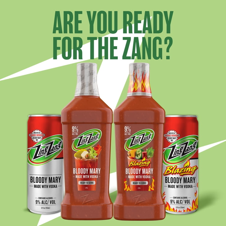 Zing Zang Blazing Bloody Mary with Vodka, Ready-to-Serve Cocktail