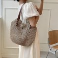 thumbnail image 2 of Bolsa de paja para mujer, bolsa de playa de verano, bolsa de mano tejida suave, bolso de hombro grande de ratán para vacaciones, 2 of 5
