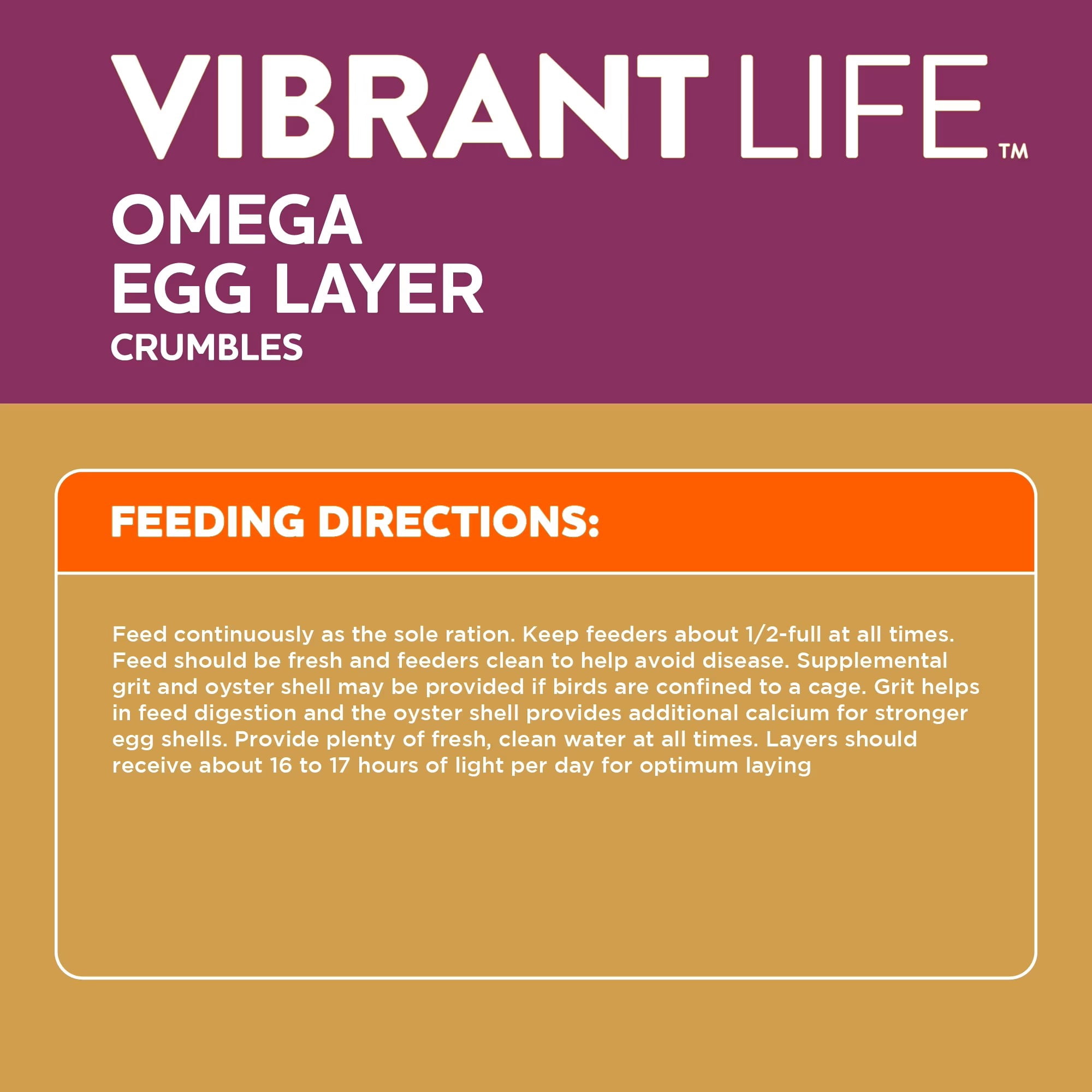 Vibrant Life Omega Egg Layer Crumble, 40 lb Bag
