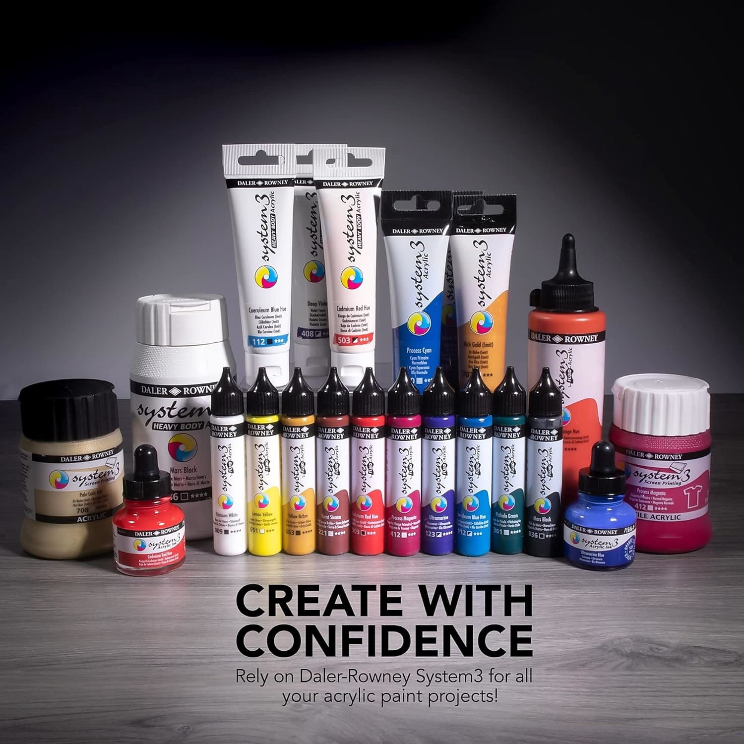 Daler-Rowney System3 Medium Body Acrylic Paints - Set of 10, Studio Colors, 37 ml