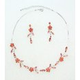 thumbnail image 2 of Faship Gorgeous Coral Rhinestone Crystal Floral Necklace Earrings Set, 2 of 5