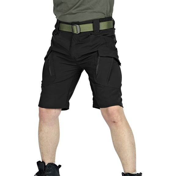 JIUKE Mens Cargo Shorts Elastic Waisted Outdoor Hiking Shorts Fitted Lightweight Quick Dry Summer Shorts
