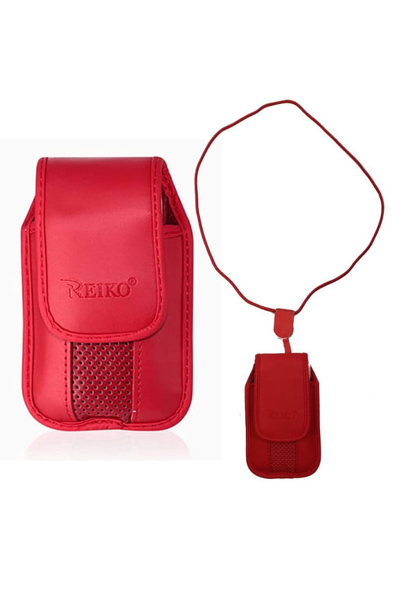 Red around the Neck Hanging Lanyard Magnetic Top Case fits LG 440g.