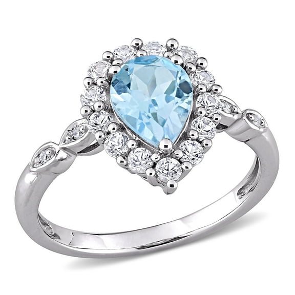 Everly Women's Created Sapphire and Created Topaz 10k White Gold Ring