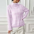 thumbnail image 4 of Gubotare Chandail à Manches Longues Col Roulé Confortable pour Femmes Chandail Décontracté Ample (Violet, TG), 4 of 6