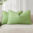 thumbnail image 1 of Chenchen Pack of 2, Decorative Linen Soild Throw Pillow Covers Soft Accent Lumbar Cushion Case Boho Farmhouse Pillowcase for Chair Couch Sofa Bedroom Living Room Home Decor 12 x 20 Inch Lime Green, 1 of 1