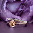thumbnail image 2 of Beautiful Art Deco 1.75 Carat Round Cut Morganite And Diamond Moissanite Engagement Ring, Wedding Ring, One Matching Band in 925 Sterling Silver With 18k Rose Gold Plating Gift For Her, Promise Ring, 2 of 3