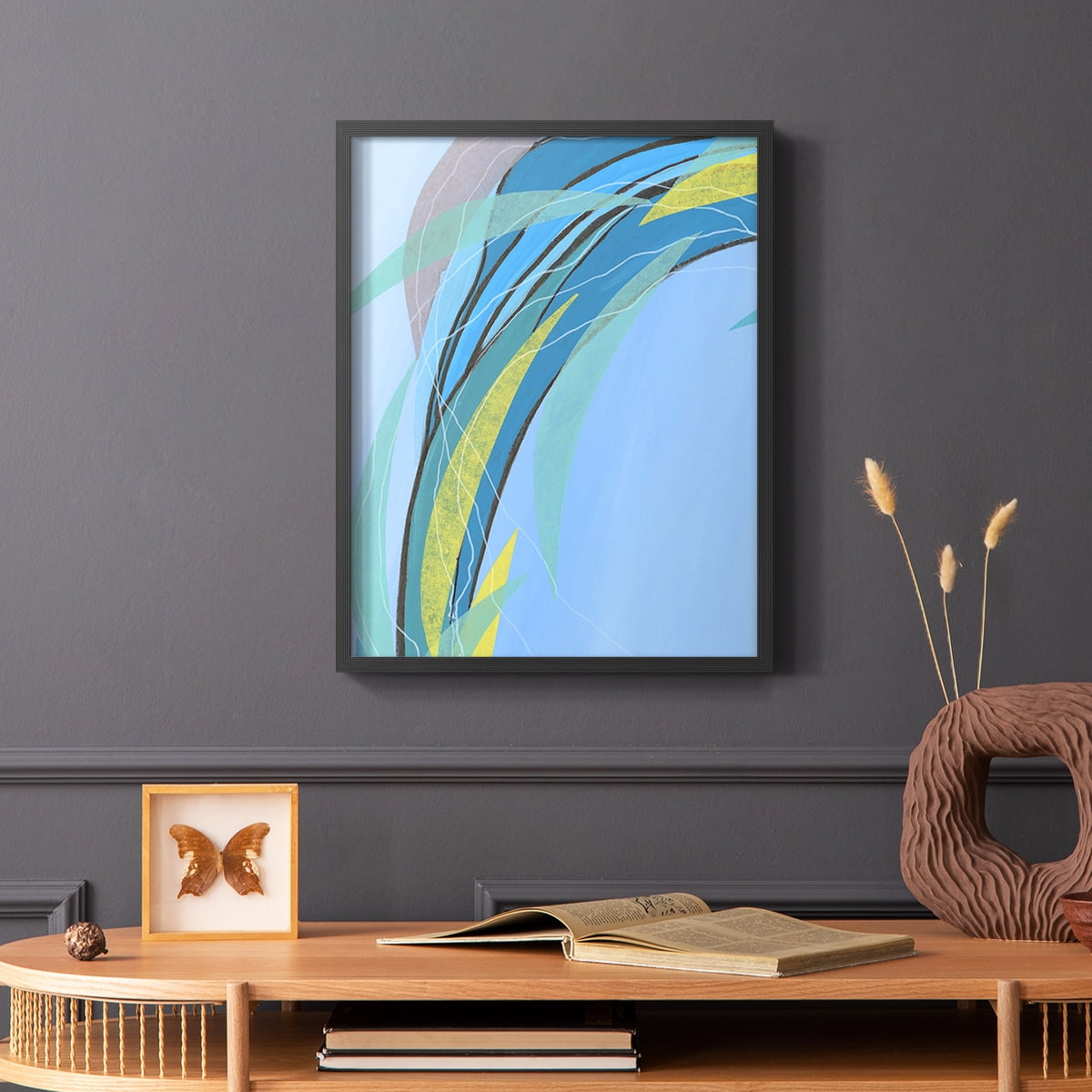 Circulating Flow III Framed Print in Black Solid Wood Framed Print No Nail Hanging