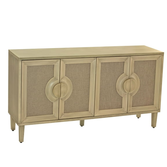 59.84" Buffet Sideboard Cabinets, 4 Door Rattan Storage Cabinet Elegant Console Table for Living Room