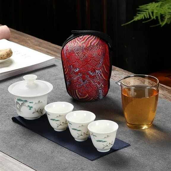Crockery Ceramic Teapots With 3 Tea Cups Porcelain Gaiwan Kung Fu Teaset Portable Teaware Travel Tea Set Drinkware Gifts