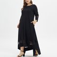 thumbnail image 4 of Homenesgenics Womens Dresses Plus Size 3xl Fashion Women Plus Size Solid O-Neck Three Quarter Sleeve Muslim Long Dress, 4 of 8