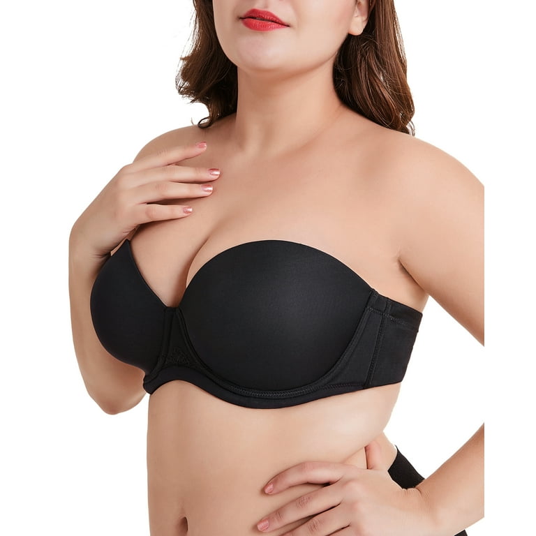 Exclare Women's Multiway Strapless Bra Full Figure Underwire Contour Beauty  Back Plus Size Bra(Black,32G)