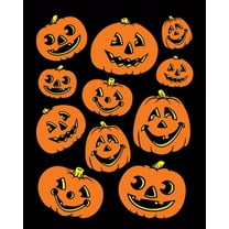 PMU Halloween Decorations 11 PCS (1 Sheet) Halloween Window Clings, Jack-O-Lantern Clings 12in x 17in Wall Decal Floor Clings, Scary Halloween Decoration Window Stickers