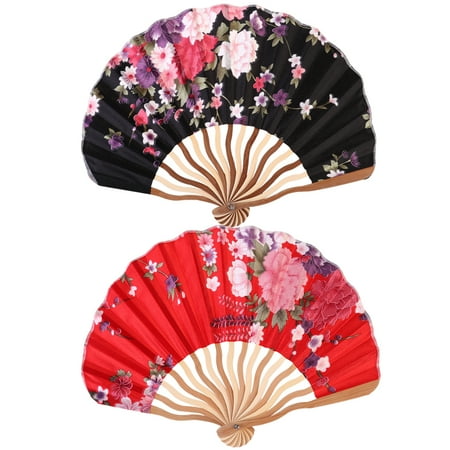 

Tinksky 2pcs Japanese Style Folding Fan Creative Foldable Fan Delicate Unique Ornament Adornment Fan Small Present for Women Female (Red + Black)