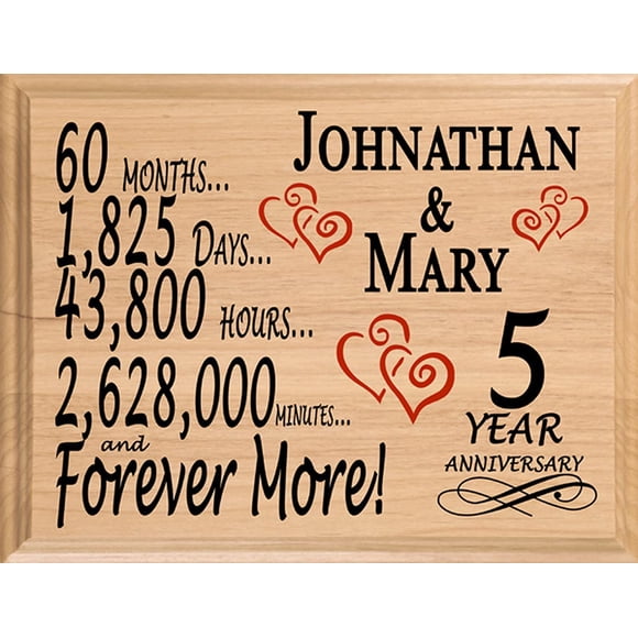 5 Year Anniversary Sign PERSONALIZED Wood Wooden 5th Gift For Her For Him For Couple