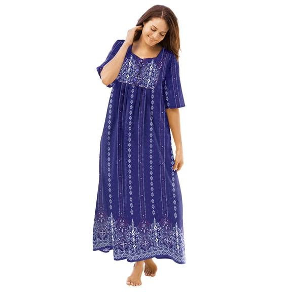 Only Necessities Women's Plus Size Bib Front Lounger House Dress, Nightgown