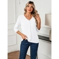 thumbnail image 7 of HOWCOME Women's 3/4 Sleeve Cardigan Sweater Lightweight Button-Down Knitted Layers, White 2XL, 7 of 7