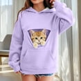thumbnail image 2 of Hiijoy Girls Casual Hoodie Cat Pocket Long Sleeve Hooded Sweatshirt Kids Loose Pullover, 2 of 9