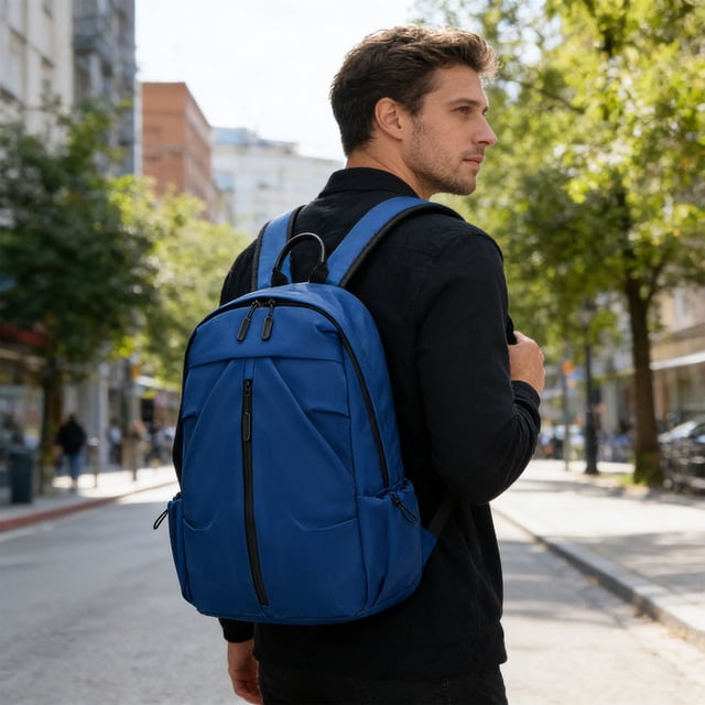Large Capacity Nylon Travel Backpack with Handle, Durable Multi-Compartment Commuting Bag, Comfortable Shoulder Straps Daypack for School Work Travel Daily Use