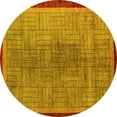 thumbnail image 1 of Ahgly Company Indoor Round Abstract Yellow Modern Area Rugs, 7' Round, 1 of 4