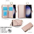 thumbnail image 3 of for Samsung Galaxy S23 Plus Wallet Case with Card Holder - PU Leather Case Detachable Crossbody Strap & Wristband & Secure Ring, Shockproof Protective RFID Blocking Zipper Purse Phone Cover, Rosegold, 3 of 7