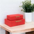 thumbnail image 2 of Contemporary Home Living Handcrafted Faux Shagreen Decorative Boxes - 11.75" - Red and Gold - Set of, 2 of 9