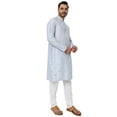 thumbnail image 2 of In-Sattva Men's Festive Rich Embellished Handcrafted Knee-Length Kurta Tunic; Pastel Blue; MD, 2 of 6