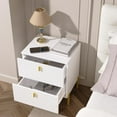 thumbnail image 6 of DIYART Luxury Fluted Night Stand, Nightstand with 2 Drawers, Modern Bedside Table with Golden legs and handles, End tables for Living Room Bedroom, White, 6 of 7