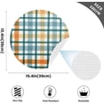 thumbnail image 3 of Modern Minimalist White Green Orange Square Grid Round Placemat Set of 1, Non-Slip Heat Resistant & Waterproof Plate Pads for Dinner Table Table Placemats, 15.4 in Home Decor, 3 of 6