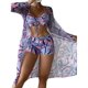 thumbnail image 1 of Traje de baño para mujer Traje de baño fruncido Traje de baño de tres piezas Conjunto de bikini Push Up Trajes de baño con estampado floral junto al mar Púrpura L, 1 of 3