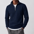 thumbnail image 2 of JULMCOMO Quarter Zip Pullover Sweatshirt for Men Solid Color Stand Collar Long Sleeve Casual Athletic Tops for Fall Winter Navy M, 2 of 8