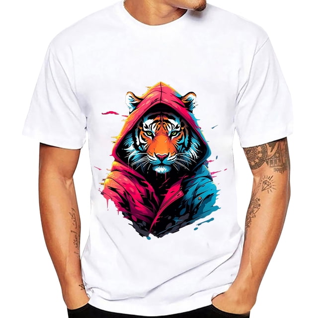 EHQJNJ T-Shirts Hip Hop pour Hommes T-Shirt Graphique Dessin Animé Col Rond Manches Courtes Imprimé Animal Art de Rue T-Shirt de Sport pour Hommes T-Shirts Lourds pour Hommes Graphiques