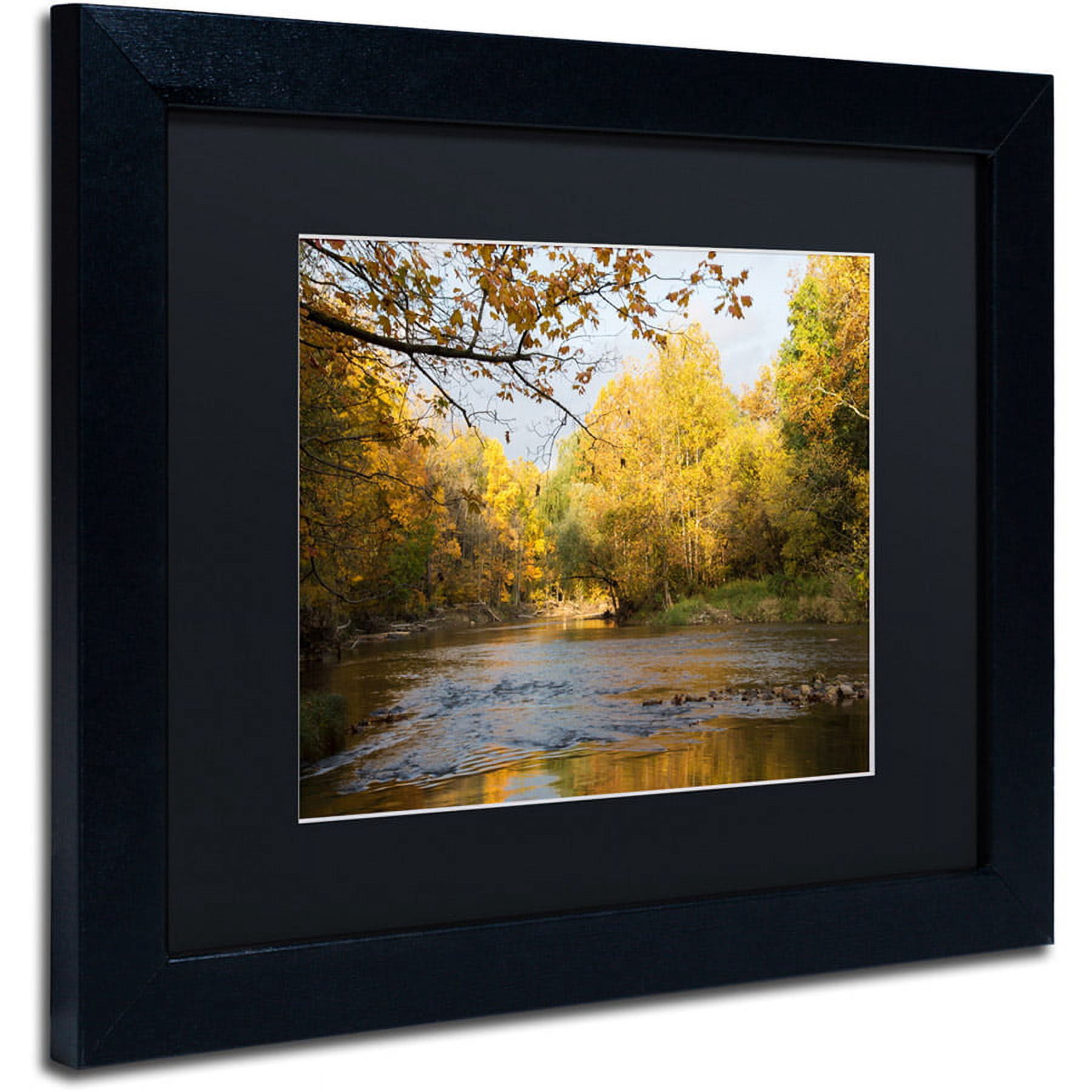 Trademark Fine Art "Golden Autumn River" Canvas Art by Kurt Shaffer, Black Matte, Black Frame