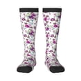 thumbnail image 2 of Picia Women Crew Soft Moisture-wicking Socks Violets Flowers Pattern Design Cotton Socks, One Size fit All, 2 of 9