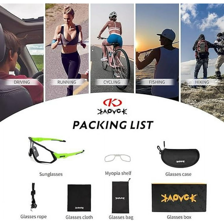 KAPVOE Photochromic Cycling Glasses Men Women Mountain Bike Sunglasses Clear MTB Bicycle Riding Walmart