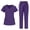 BN14-Dark Purple, variant on Women Scrubs Sets Stretch Tops With Pockets & Cargo Pants Jogger Nurse Work Uniform Quick Drying Workwear Dark Blue M