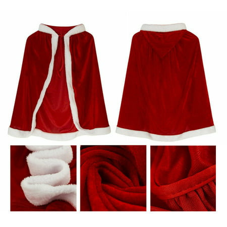Deluxe Women Christmas Cape Mrs Santa Claus Cloak Hooded Suit Fancy Dress Costume Outfit, 3 Sizes to Choose