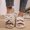 Khaki, variant on Womens Slide Slippers Bubble Trim Corduroy Bow Open Toe Fleece Lined Non Slip Warm House Slides Black Size 7.5