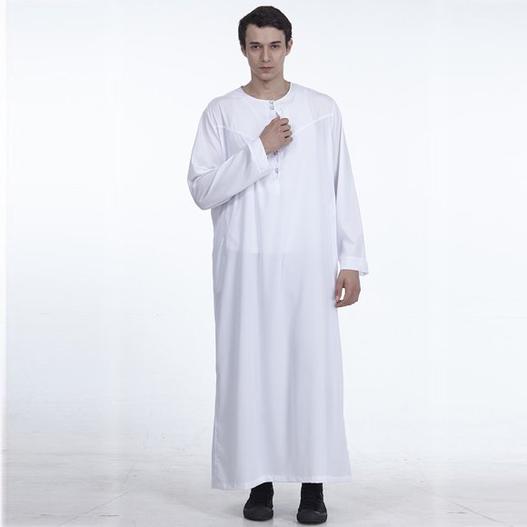 FAJHHA Men's Suits，Men Clothing Set Clearance Sales Today Deals Prime Muslim Mens Clothing Saudi Arab Long Sleeve Thobe Islamic Jubba Thobe Man Kaftan