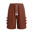 thumbnail image 4 of uublik Gym Shorts for Women Casual Elastic Waist Shorts Summer Beach Lightweight Short Pants with Pockets, Wine, 4 of 6