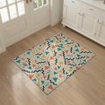 thumbnail image 3 of ODIKA 3'x5' Washable Throw Rug Stain Resistant, Low Profile, Non-Slip Memphis Retro Geometric Hip Abstract Interlocking 80S Squiggle Funky Flowing for Entryway, Kitchen, Mudroom, 3 of 7