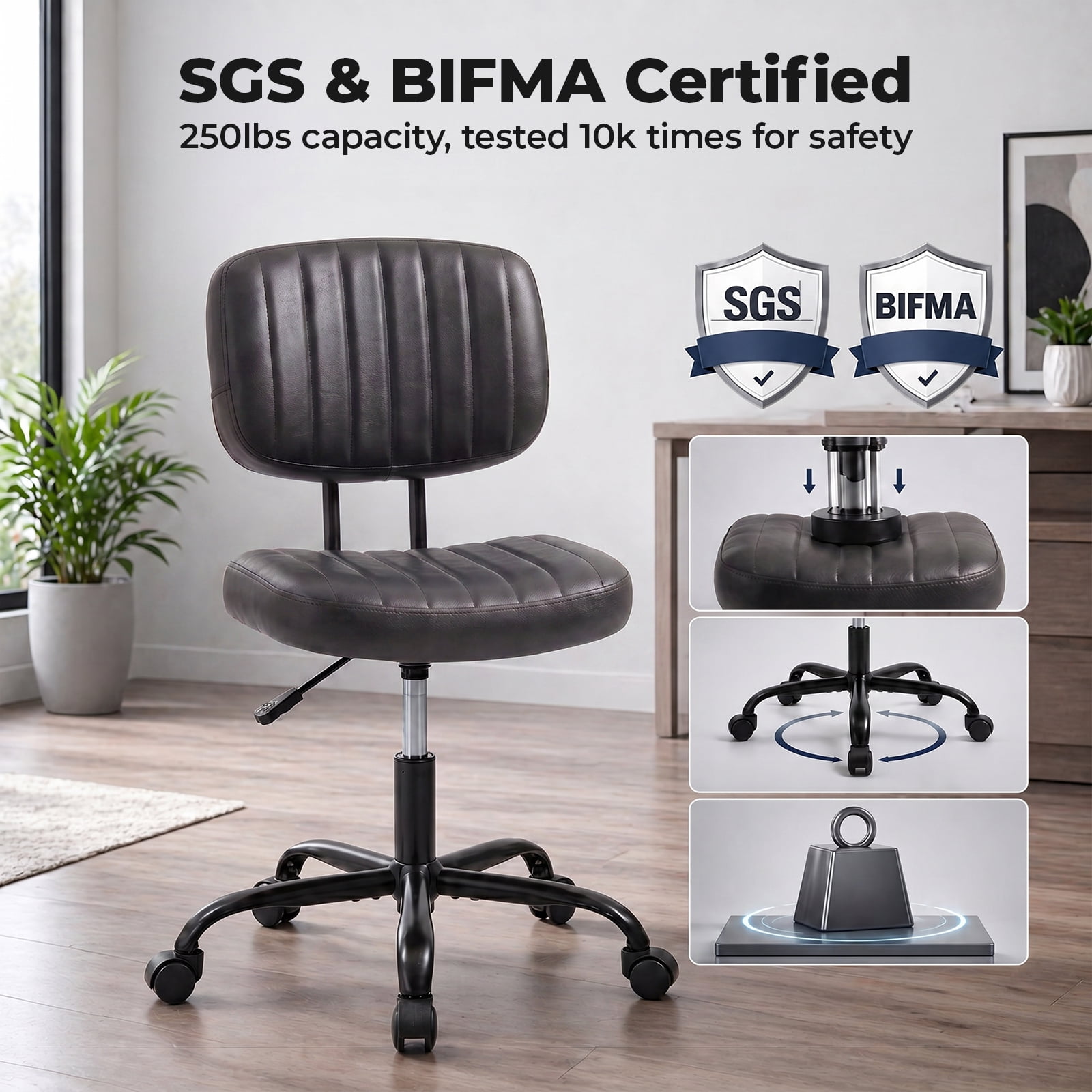 Alvantor Office Chair, Adjustable Height 360° Swivel Rolling Computer Task Chair without Arms, White/Orange/Black
